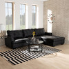 Baxton Studio Dobson Black Leather Sectional Sofa with White Stitching 170-11327-11328